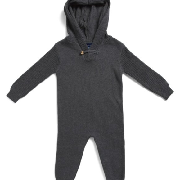 Andy & Evan Hooded Sweater Romper-Charcoal - Picture 1 of 2
